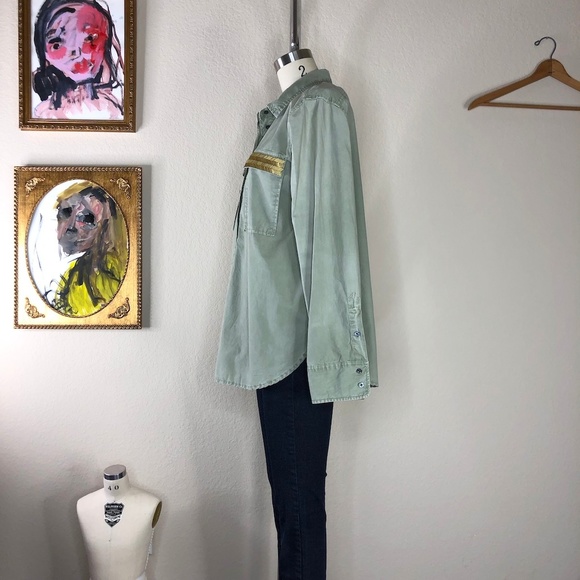 JC Beaded Chevron Popover Shirt Vintage Surplus - Picture 5 of 6